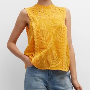 Leafy Concetta Sleeveless Embroidered Blouse